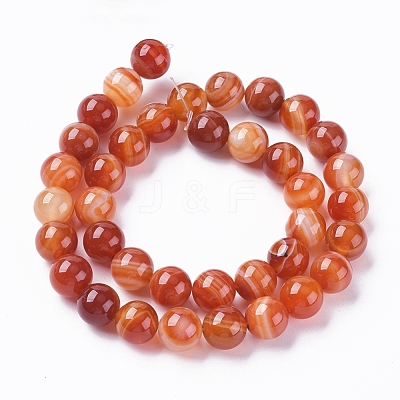 Natural Striped Agate/Banded Agate Beads Strands G-G582-10mm-59-1