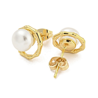 Real 18K Gold Plated Brass Ear Studs EJEW-P2261-46G-04-1