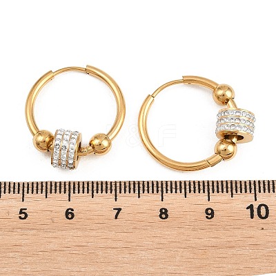 304 Stainless Steel Rhinestone Hoop Earrings EJEW-T057-01G-1