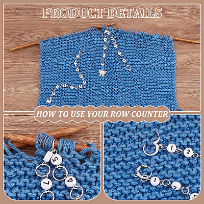 4Pcs 4 Style Acrylic Beaded Knitting Row Counter Chains with Alloy Sheep Charm HJEW-AB00664-1