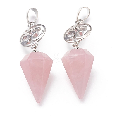 Natural Rose Quartz Pendants G-O194-06-1