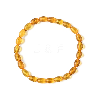 Natural Amber Beaded Stretch Bracelets for Women BJEW-JB14240-02-1