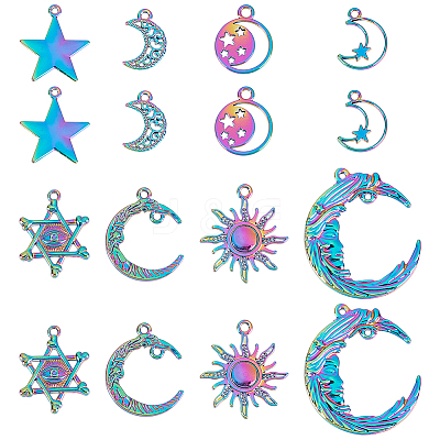 16Pcs 8 Style Alloy Pendants FIND-PH0007-27-1