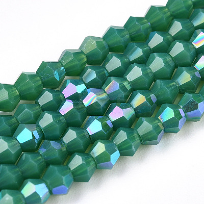 Opaque Solid Color Electroplate Glass Beads Strands EGLA-A039-P2mm-L07-1