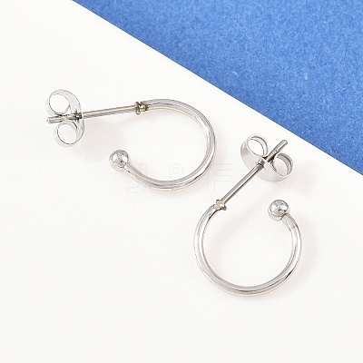 C-Shaped 304 Stainless Steel Stud Earrings EJEW-Z154-01P-01-1