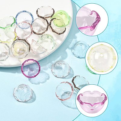 20Pcs UV Plating Acrylic Bead Caps OACR-FS0002-44-1
