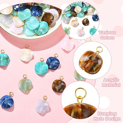 40Pcs 8 Styles Acrylic Pendants PALLOY-YW00204-1