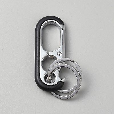 Oval Alloy Keychain Clasps with Double Rings FIND-YWC0011-02A-1