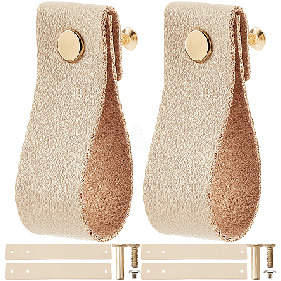 Rectangle Leather Drawer Handles AJEW-WH0251-77G-1