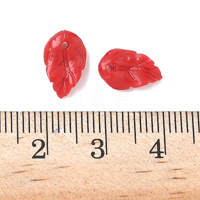 Synthetic Coral Dyed Leaf Charms CORA-Q034-01-03-1