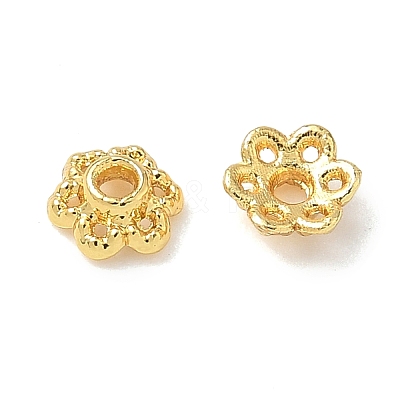 Flower Brass Bead Caps KK-P342-03G-1