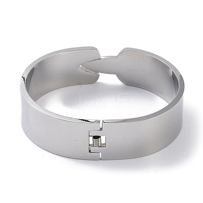Non-Tarnish Word Love 304 Stainless Steel wide Hinged Bangles BJEW-G700-05P-1