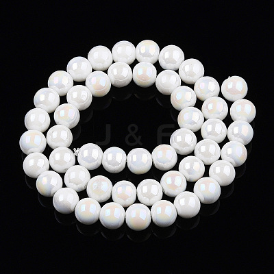 Electroplate Opaque Glass Beads Strands GLAA-T032-P8mm-AB02-1