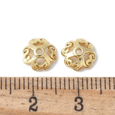 Flower Brass Bead Caps KK-F892-34G-11-1