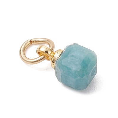 Natural Multicolor Tourmaline Table Cut Cube Charms with 304 Stainless Steel Findings PALLOY-JF04873-1