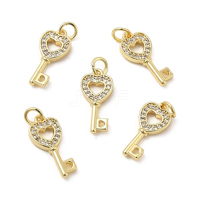 Brass Micro Pave Clear Cubic Zirconia Pendants KK-E068-VB180-1