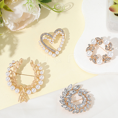 4Pcs 4 Styles Alloy Rhinestone Brooches for Clothes JEWB-CN0001-06-1