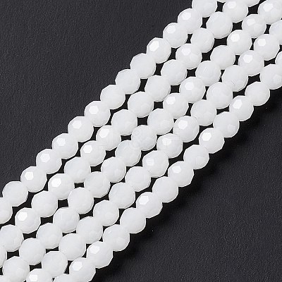 Faceted(32 Facets) Round Imitation Jade Glass Beads Strands X-EGLA-J042-4mm-30-1