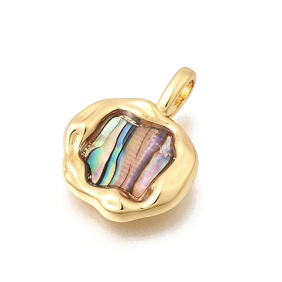 Natural Paua Shell Pendants KK-D255-11G-1