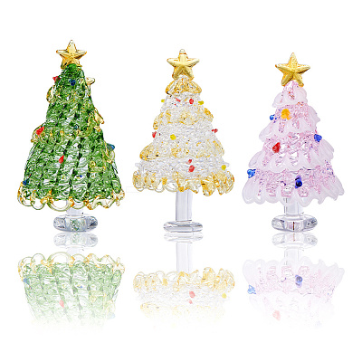 3Pcs 3 Styles Glass Christmas Tree Display Decorations DIY-DC0008-25-1