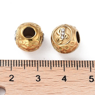 Ion Plating(IP) 304 Stainless Steel Rhinestone European Beads STAS-A092-10T-G-1