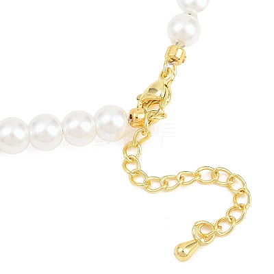 Brass & ABS Plastic Imitation Pearl Round Beaded Necklace Making KK-Z158-07G-01-1