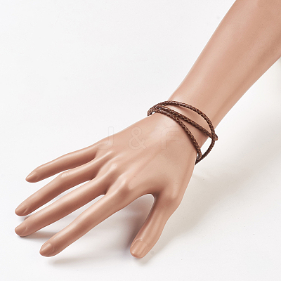 Leather Braided Cord Wrap Bracelets/Necklaces BJEW-JB03919-02-1