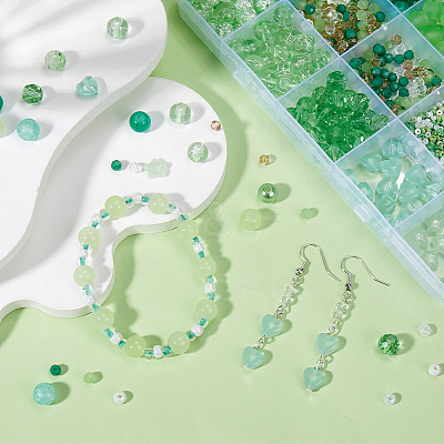 DIY Round Acrylic & Glass Beads Jewelry Making Findings Kits DIY-SP0003-01C-1