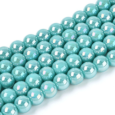 Electroplate Opaque Glass Beads Strands GLAA-T032-P6mm-AB24-1