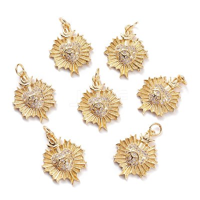 Brass Micro Pave Clear Cubic Zirconia Pendants ZIRC-H117-01G-1