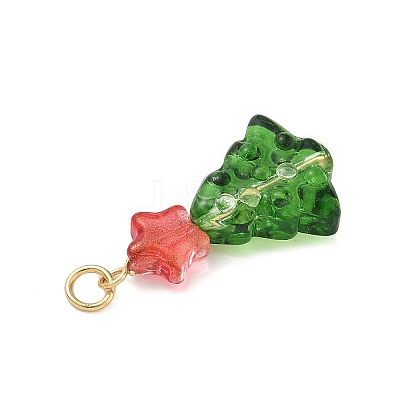 Christmas Tree Dyed & Heated Glass Pendants PALLOY-JF04391-1