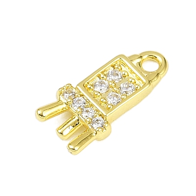 Brass Micro Pave Clear Cubic Zirconia Pendants KK-L238-15G-1