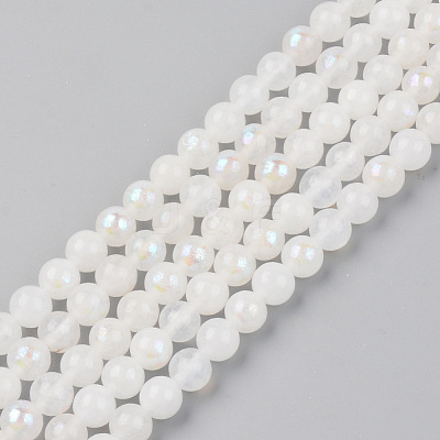 Electroplated Natural White Moonstone Beads Strands G-S369-012B-C-1