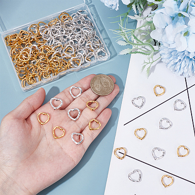 160Pcs 2 Colors Tibetan Style Alloy Heart Bead Frame TIBE-ME0001-13-1