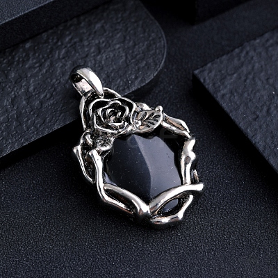 Natural Obsidian Pendants PW-WGC9437-04-1