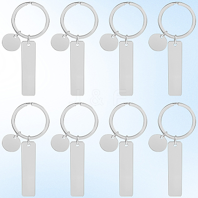 20Pcs 201 Stainless Steel Blank Pendant Keychain KEYC-SC0001-62C-1