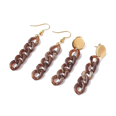 Chunky Acrylic Curb Chain Long Drop Earrings EJEW-JE04772-04-1
