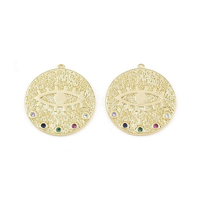Brass Micro Pave Colorful Cubic Zirconia Pendants CU-CBA764E-02G-1