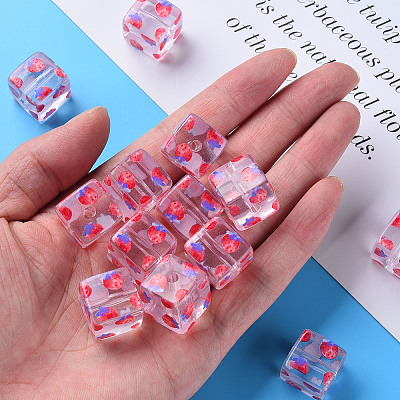 Transparent Printed Acrylic Beads MACR-S374-08A-03-1
