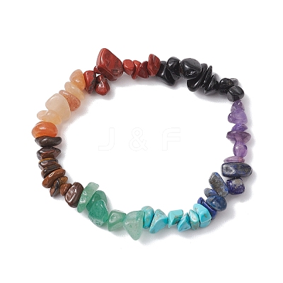 Chakra Natural Obsidian & Amethyst & Lapis Lazuli & Green Aventurine & Tiger Eye & Red Aventurine & Red Jasper BJEW-JB10777-01-1