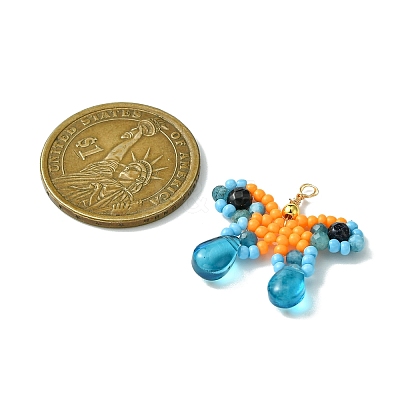 Beaded Butterfly Charms PALLOY-MZ00430-01-1