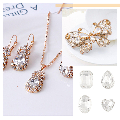 64Pcs 4 Style Glass Rhinestone Cabochons RGLA-FG0001-18-1