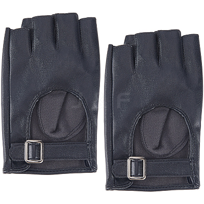 PU Leather Half-finger Gloves AJEW-WH20816-196A-1