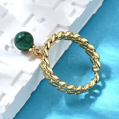 Brass Curb Chain Cuff Rings for Women RJEW-Z085-03G-02-1