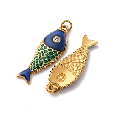 304 Stainless Steel Enamel Pendants X-STAS-H475-07G-1