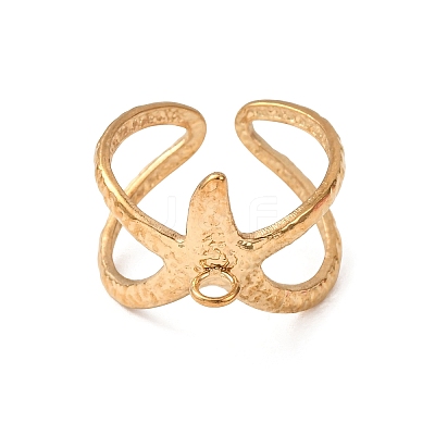 Starfish 304 Stainless Steel Cuff Ring Settings SA-CBA7DC2-01G-1