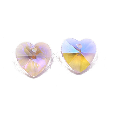 Pointed Back Electroplate Faceted Glass Pendants EGLA-N006-046-1