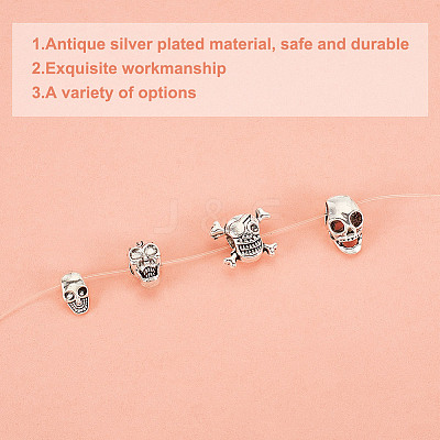 60Pcs 4 Styles Halloween Theme Tibetan Style Alloy Beads FIND-HY0003-84-1
