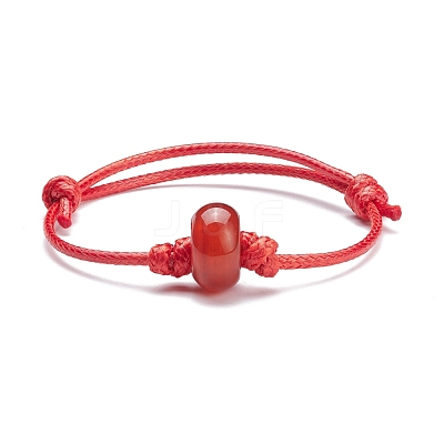 Natural Carnelian Disc Beaded Cord Bracelet BJEW-JB07686-02-1