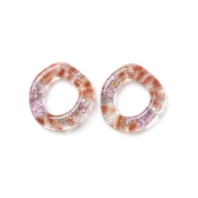 Inner Dried Flower Transparent Resin Ring Pendants RESI-A043-07B-1
